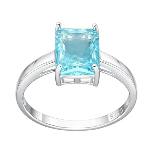 Anillo solitario Circón Baguette Agua Marina