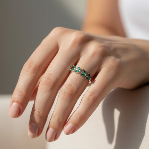 Anillo Espigas Circones Esmeralda