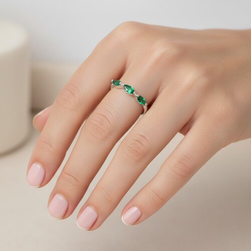 Anillo Cintillo Circones Esmeralda